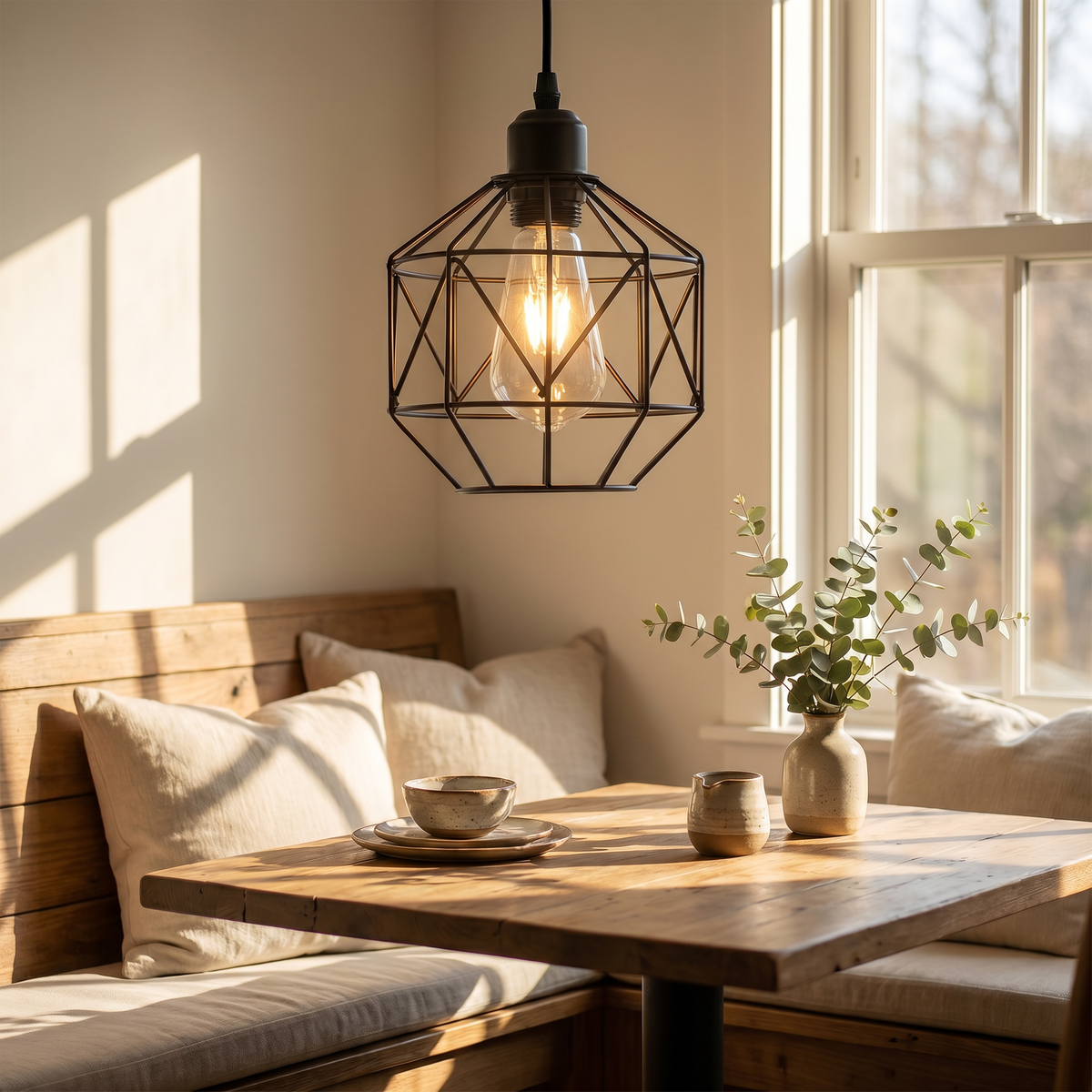 Prisma Vintage Faceted Metal Cage Pendant Light